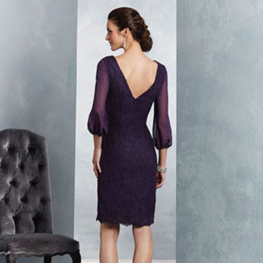 Alfred Angelo 9060 Size 10 Short Gown Dress Purple Eggplant - Picture 3 of 5